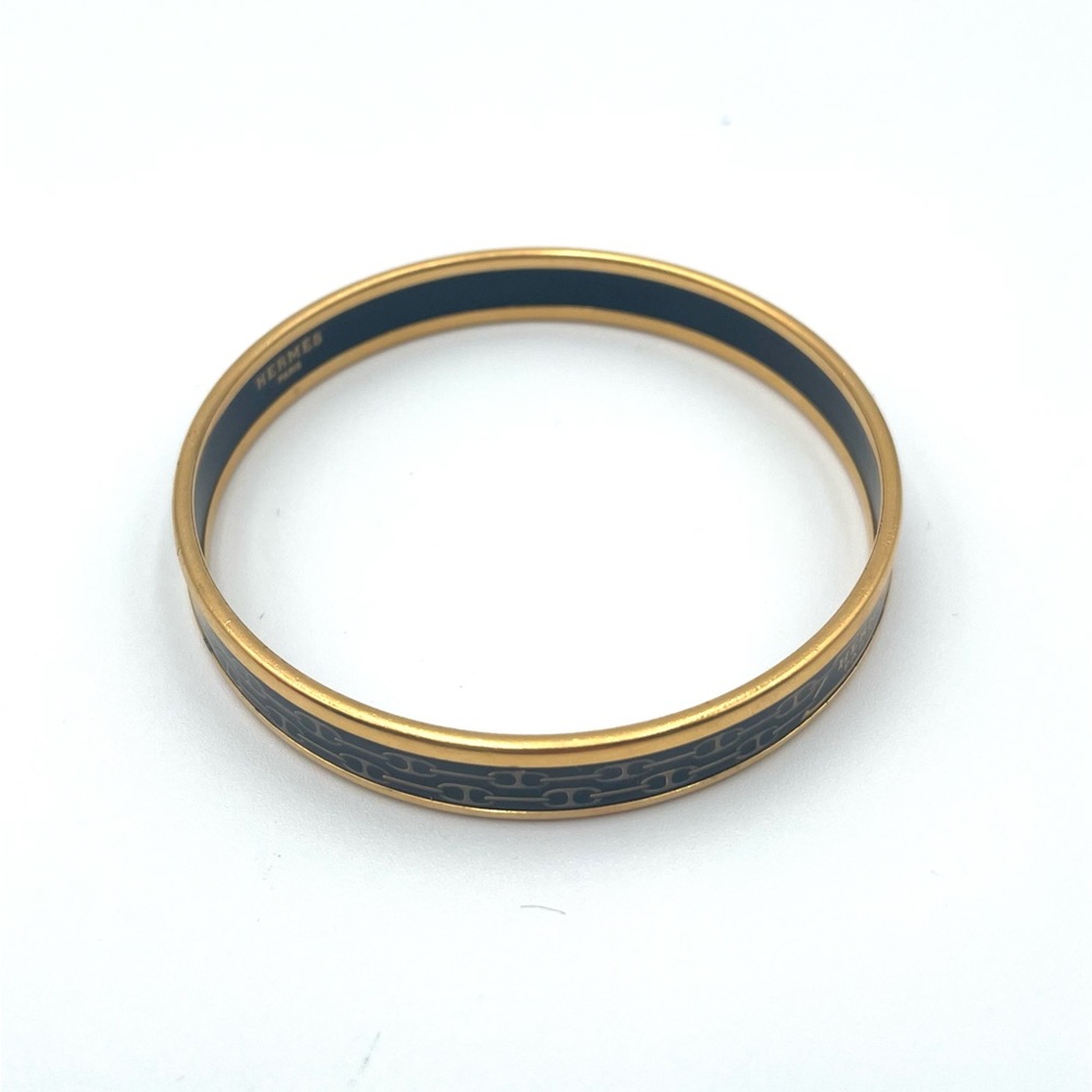 Hermes Enamel Narrow Printed Chain D Ancre Bracelet